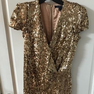 French connection gold sequin mini